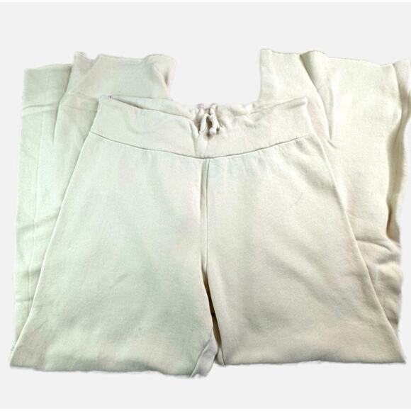 Wildfox Rough Hem Wide Leg Joggers Sweatpants Lounge Pants - BEIGE CREAM - Picture 1 of 5